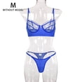 thumbnail image 1 of Conjunto de ropa interior encantadora para mujer, sujetador de encaje con pestañas de malla, regalo, azul real, M Inevent XX000055-11, 1 of 7