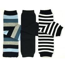 Wrapables® 3 Pair Baby and Toddler Leg Warmers, Blue and Black Stripes