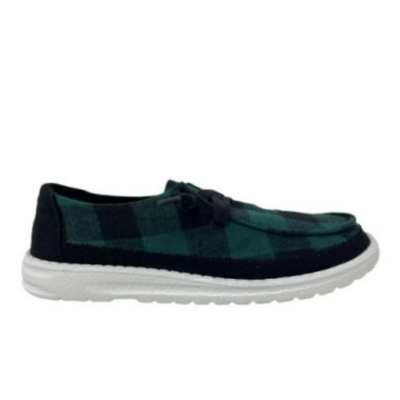 Gypsy Jazz Womens Prima Buffalo Plaid Slip On Fashion Sneaker (Green, 6)