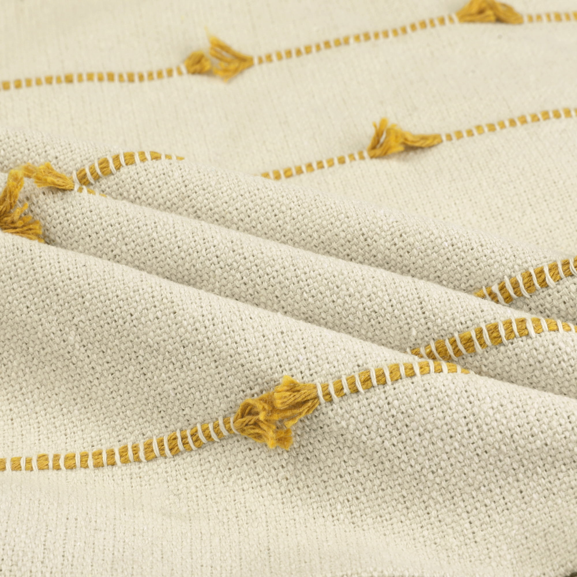 Unique Bargains 4 Pcs Striped Boho Pillow Covers Modern Square Neutral Decorative Cushion Yellow 16" x 16"