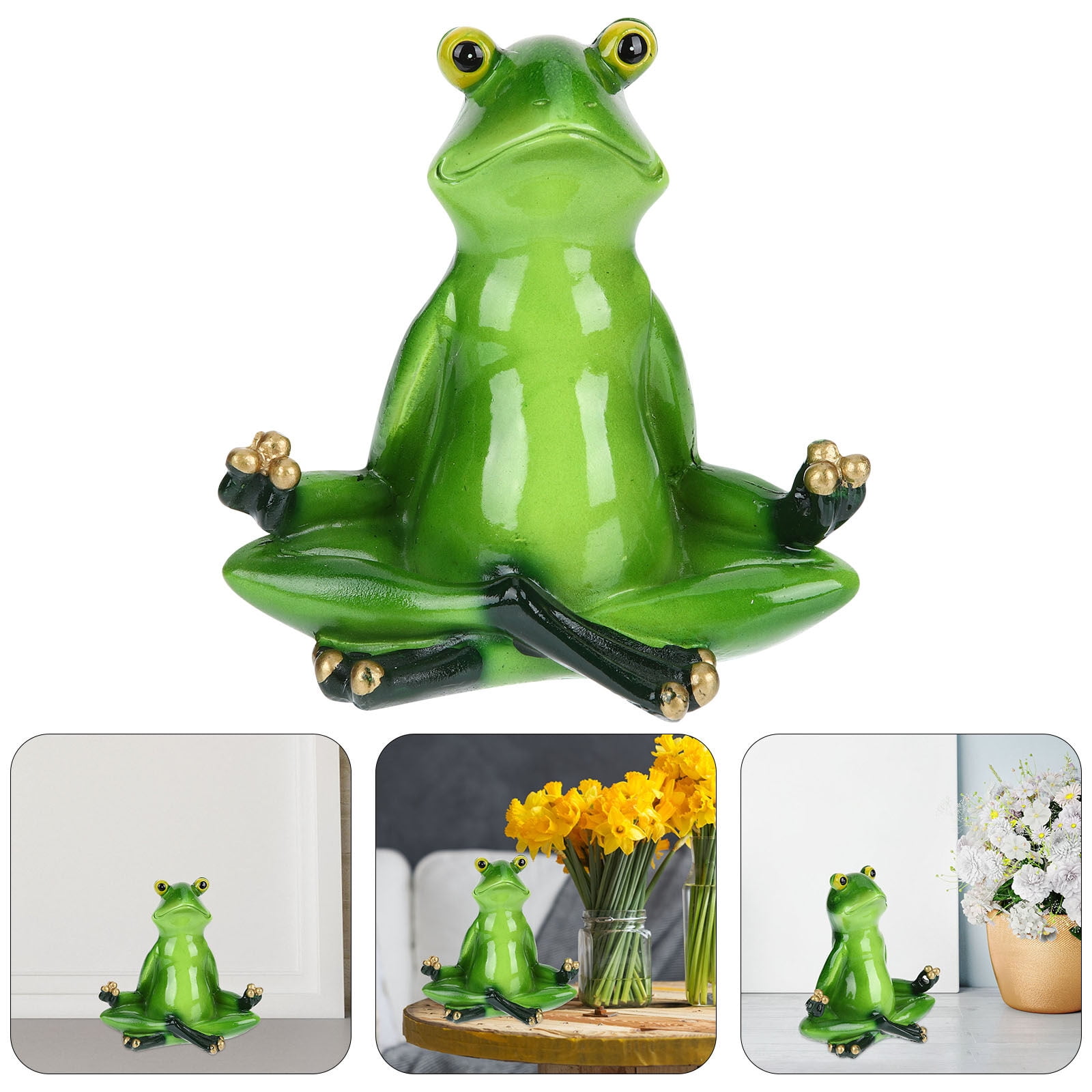 LITINKIMI Funny Animal Yoga Sculpture Green Resin Figurine for Home Office 3Pcs