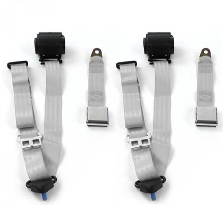 SafeTBoy Airplane 3 Point Gray Retractable Bucket Seat Belt Kit with 2 Belts for 1963-1966 Chevy Truck