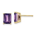 thumbnail image 4 of 14K Yellow Gold 8x6mm Emerald Cut Amethyst Stud Earrings, 4 of 7