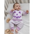 thumbnail image 6 of Toddler Baby Girl Boy Halloween Outfits Long Sleeve Waffle Pumpkin Embroidery Striped Sweatshirt Tops Pant Set Fall Winter Clothes Set, 6 of 9