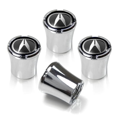 Acura Silver Logo Chrome Tire Stem Valve Caps