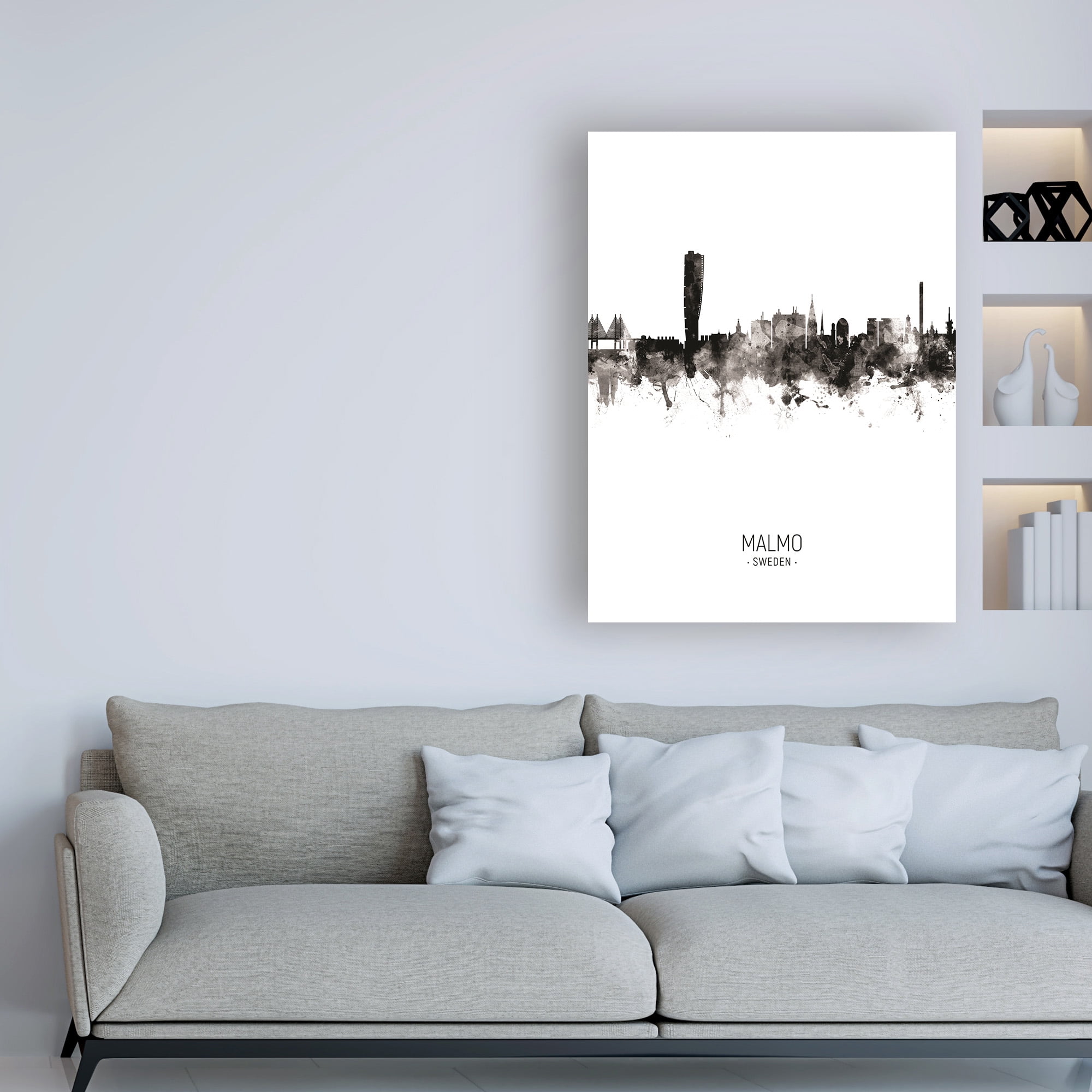 Trademark Fine Art 'Malmo Sweden Skyline Portrait II' Canvas Art by Michael Tompsett