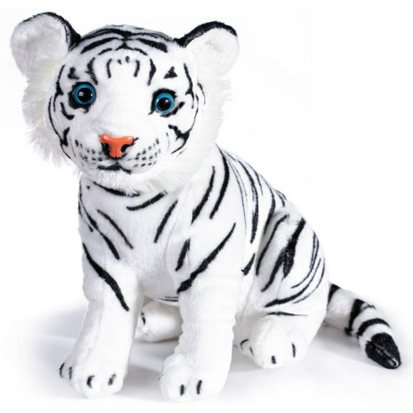 Berry President Stuffed Animal Toys, Plush Toys, Sitting Tiger Stuffed Toys, Lifelike and Lovely Animal Dolls, Gifts for 3+ Boys and Girls (White, 9.4 in)