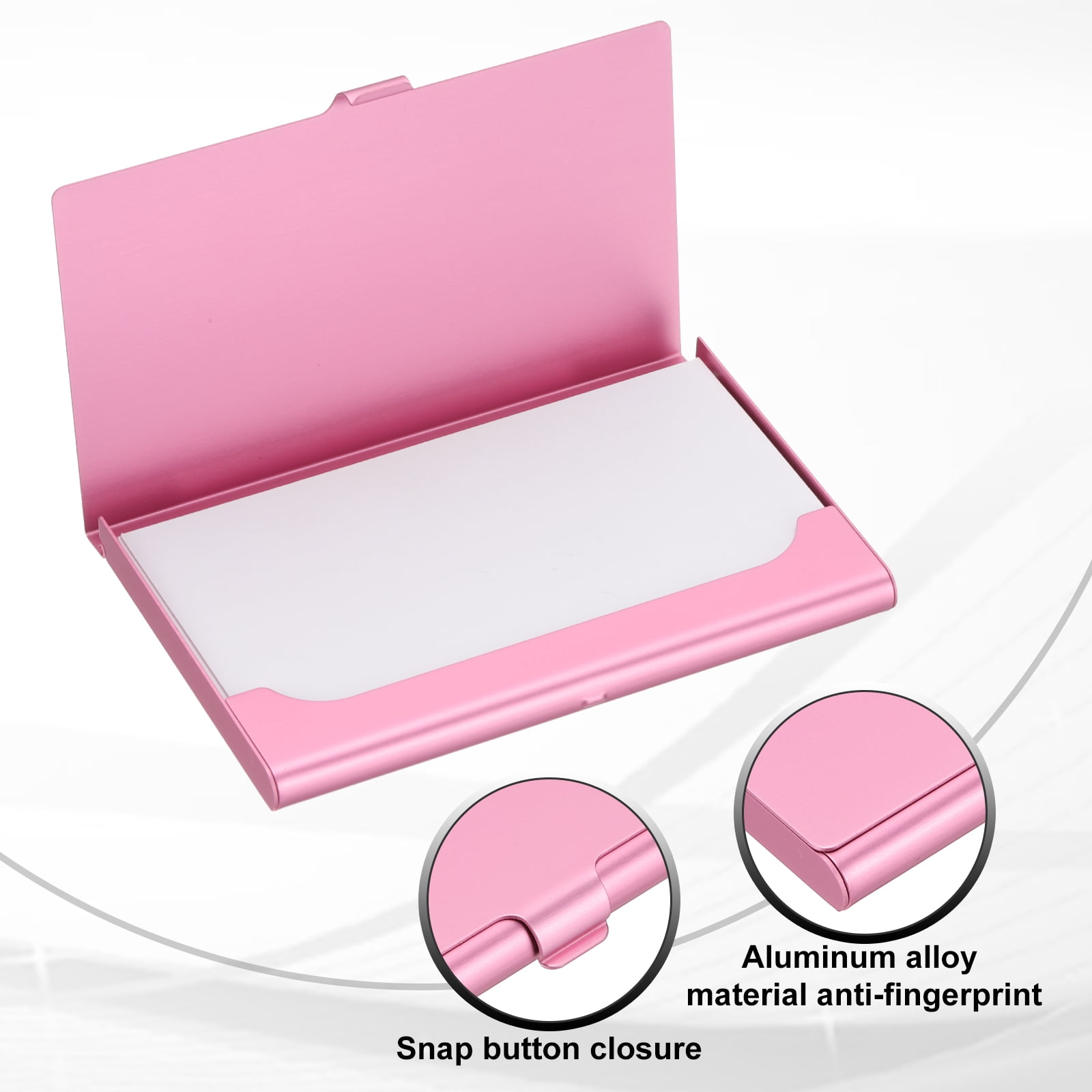 Business Card Holder, 10Pcs Aluminum Metal Card Case Card Holder, Pink