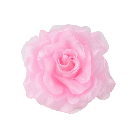 Gemstone Hair Pin Women's Multifunction Rose Flower Sheer Petal Brooch Pin Hair Tie Clip, Light Pink ()