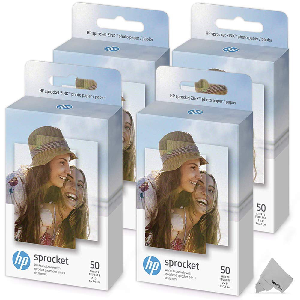 HP Sprocket 200 Printer impresora de inyección de tinta Sprocket Photo Paper-50 sticky-backed sheets/2 x 3 in Papel fotográfico 