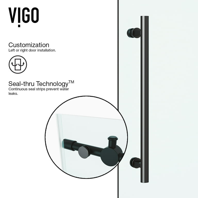 VIGO Elan 48-inch Frameless Shower Door .375-in. Clear Glass/Chrome Hardware