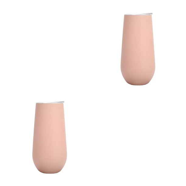Wosthever Copas de cóctel de doble capa, estructura firme sin costuras, flauta de champán, copas de acero inoxidable, vaso de vino, rosa mate Rosa mate arpox.180ml 2piezas