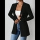 thumbnail image 4 of Chaqueta de Traje Informal de Oficina para Mujer, de Larga, con un Botón y Abertura Frontal, con Diseño de Gofre Negro L, 4 of 7