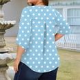 thumbnail image 4 of Abcomgle Women's Plus Size Tops 4x-5x Sexy V Neck Tunic Shirts Polka Dot Print T-Shirt 3/4 Sleeve Tops Loose Fit Casual Outfits for Women 3XL,Light Blue, 4 of 5