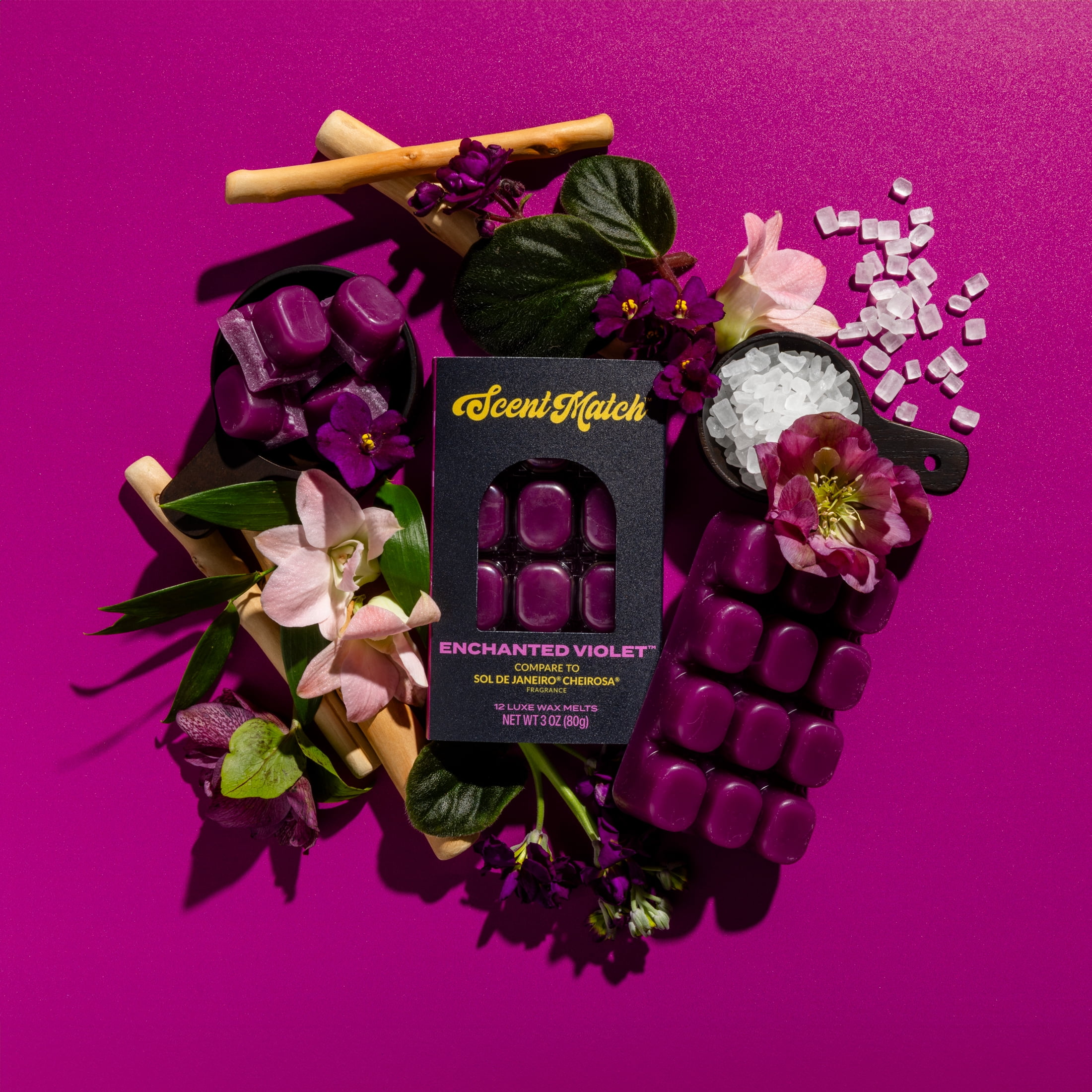 (3 pack) IllumiScents ScentMatch, 3 oz Wax Melts, Enchanted Violet (Compare to: Sol De Janeiro® Cheirosa 59™)