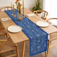 thumbnail image 4 of Boho Blue Table Runner Ethnic Western Abstract Tribal Floral Art Tablerunners 13 x 60 Inch, Table Decorations Tabletop Scarf for Summer Gathering Holiday Farmhouse Kitchen Dining Decor, 4 of 8