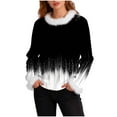 thumbnail image 3 of ClodeEU Christmas Sweatshirt for Women,Christmas Print Long Sleeve Crewneck Fuzzy Sweatshirt Tops Black 02,Womens Plus L, 3 of 6
