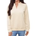 thumbnail image 2 of Women's V-Neck Textured Light Weight Long Sleeve Sweatshirt Casual Outfits Spring Fall Clothes Color S, 2 of 10