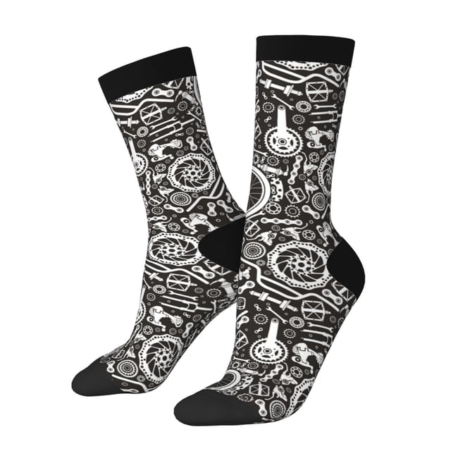Fotbe Bicycles Parts Calcetas Largas con Estampado para Hombre y Mujer – Calcetas de Compresión Transpirables y Elásticas, Viajar y Uso Diario Talla 5-11
