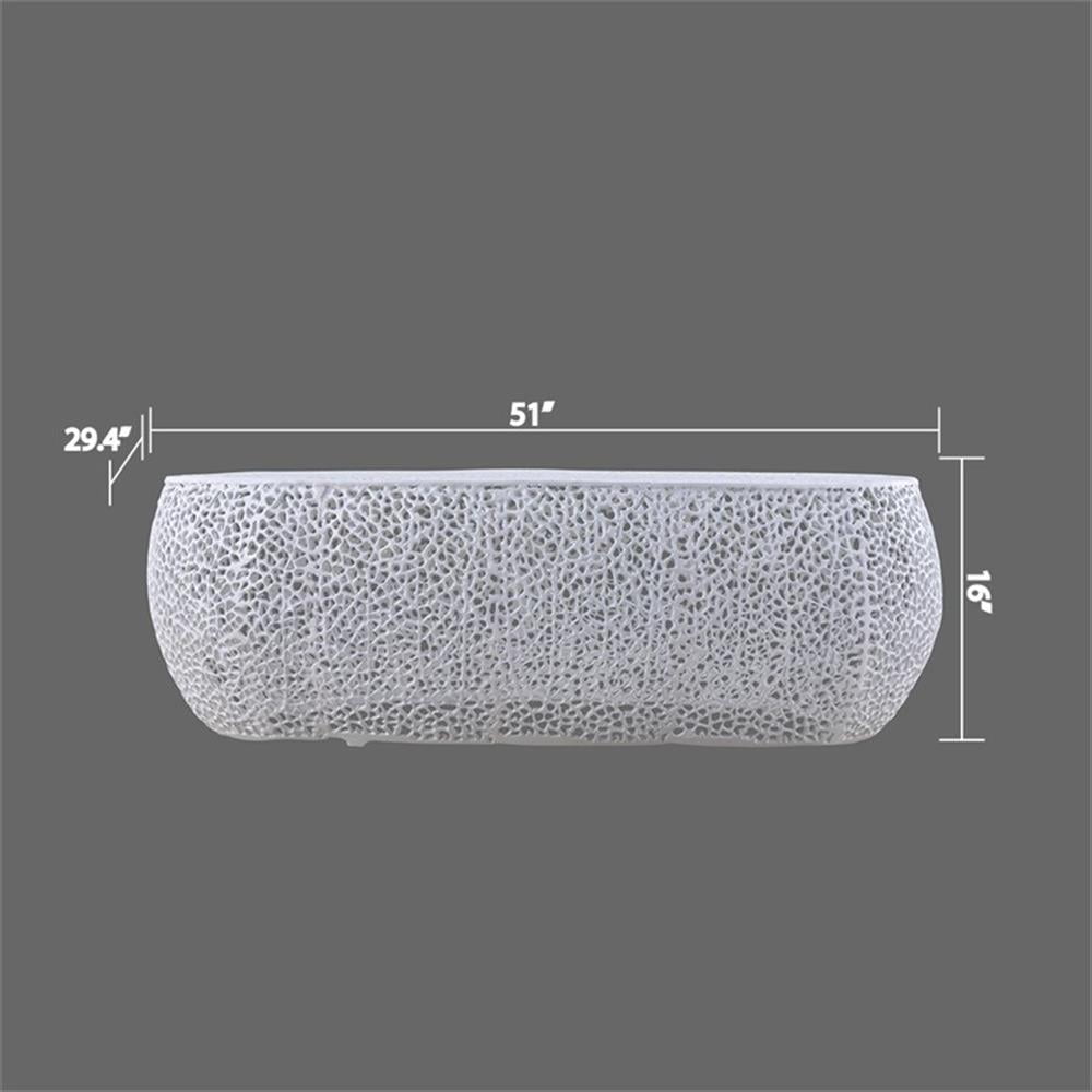 Pemberly Row Oval Shape Coffee Table Made with Aluminum in White Color
