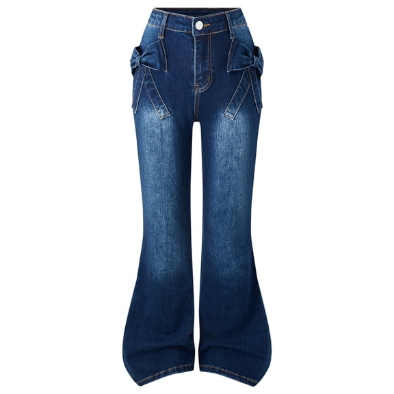 Back To School Clothes Girls Y2K Wide Leg Jeans - High Waisted Baggy Denim Pants, Vintage Elastic Waist Streetwear Trousers for Teens