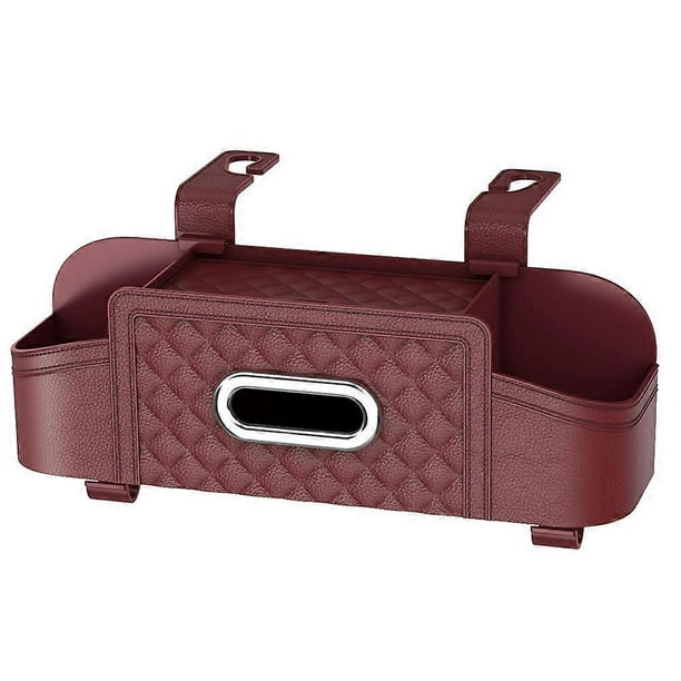 Caja de almacenamiento multifuncional para el respaldo del asiento del coche, portavasos y portapañuelos universal para el asiento trasero, organizador colgante.