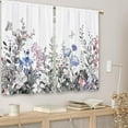 thumbnail image 3 of Pink Blue Grey Wildflower Kitchen Curtains Spring Flower Floral Small Short Cafe Window Curtains Botanical Spring Plant Bathroom Window Drapes Treatment Tier Curtains 2 Panels (27.5x39 Inch), 3 of 6
