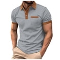 thumbnail image 3 of Playeras Negras Para Hombre Algodon Camiseta De Manga Corta Con Botones Y Bolsillo En El Pecho Con Bloques De Color Para Hombre, 3 of 5