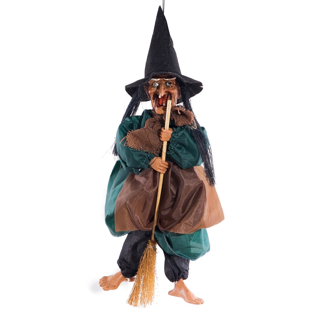 Halloween Hanging Animated Talking Witch Props Laughing Sound Control Decor USRR 