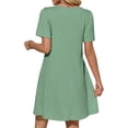 thumbnail image 3 of Solid Color Women Short Sleeve Front Pleated Summer Mini Shirt Dress, 3 of 6