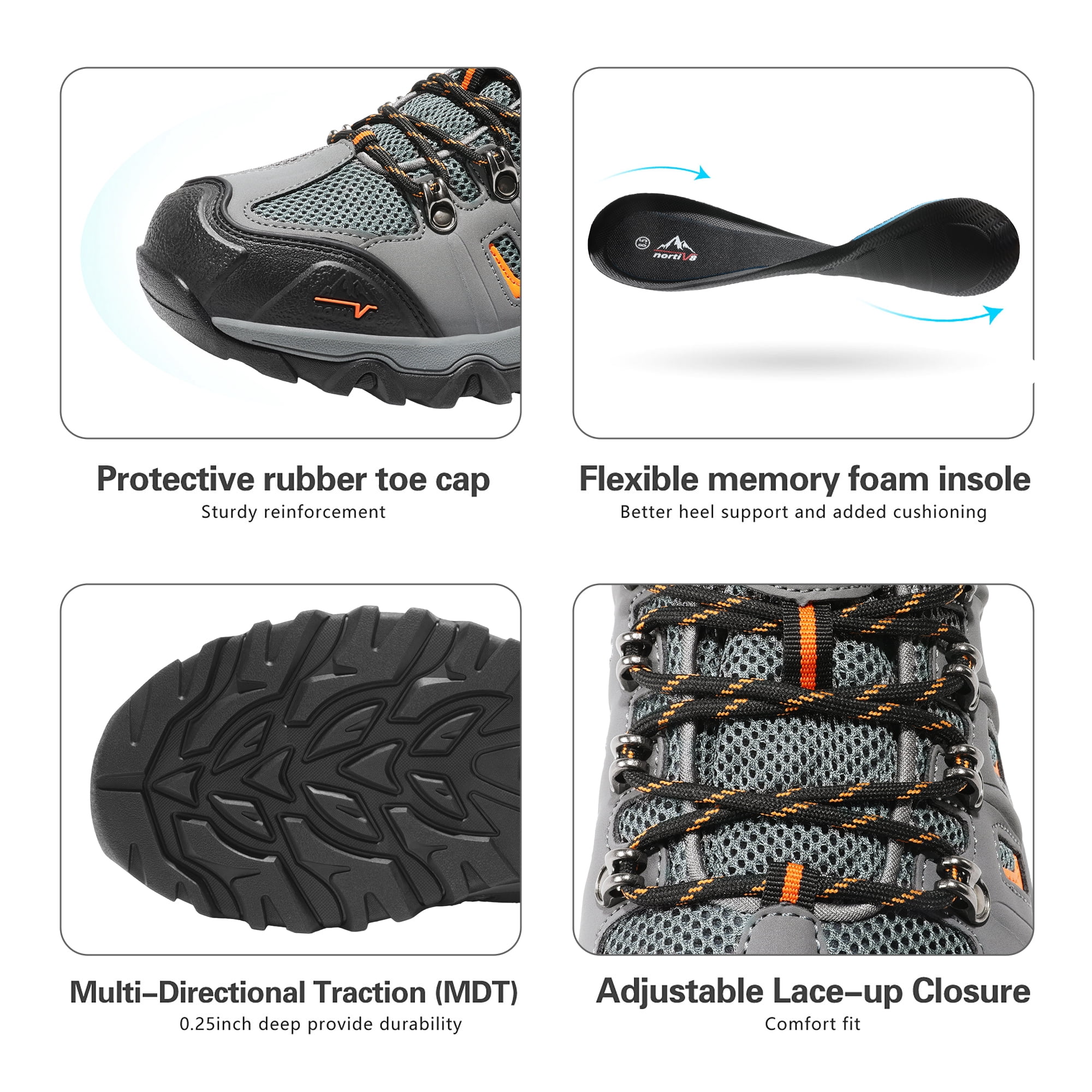 NORTIV 8 Men's Waterproof Leather Low-Top Hiking Shoes for Outdoor Trekking, Camping, and Walking
