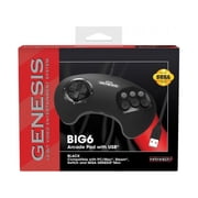 Retro-Bit Official Sega Genesis BIG6 Style USB Arcade Controller 6-Button Pad for Sega Genesis Mini, Switch, PC, Mac, Steam, RetroPie, Raspberry Pi - USB Port - Black