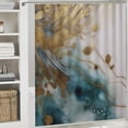 thumbnail image 6 of Creowell Bird Gold Leaf Pretty Shower Curtain Set 100% Polyester Fiber Washable with Hooks 69x72, 6 of 7