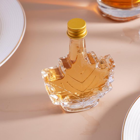 Maple Leaf Shaped Glass Jar - Thickened Clear Glass Container with Lid, for Spices, Honey, DIY Crafts, Gift Filling