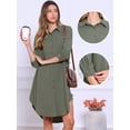 thumbnail image 2 of DARING DIVA Button Down Shirt Collar 3/4 Sleeve Shirts Dress XS Army Green, 2 of 6