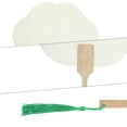 thumbnail image 3 of Unique Bargains 1 Pcs Portable Double-Sided Long Handle Round Xuan Paper Folding Fan Xuan Paper Bamboo Light Gray White [Double-Sided Long Handle Round Begonia  Paper], 3 of 5