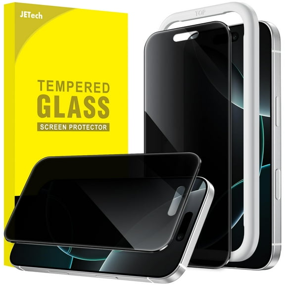 JETech 360 Degree Privacy Screen Protector for iPhone 17 Pro 6.3-Inch, 4-Way Anti-Spy Tempered Glass Film with Easy Installation Tool, 2-Pack