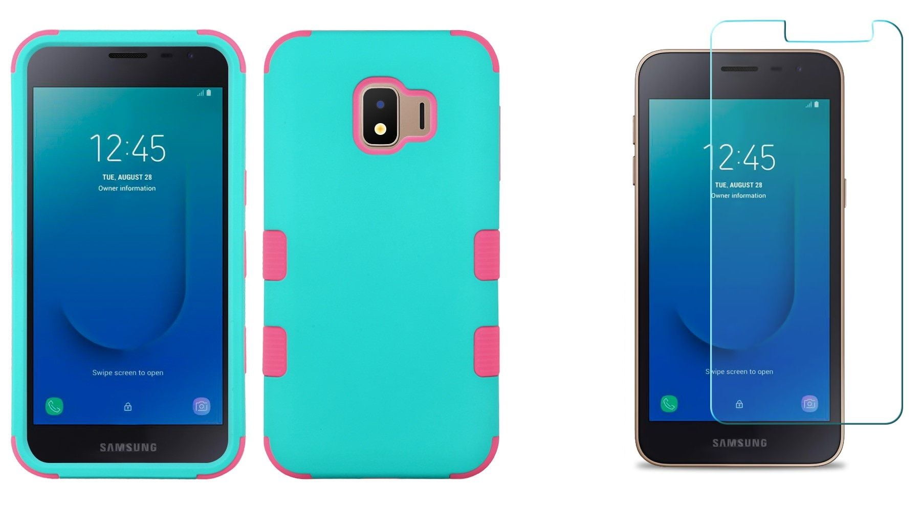 Case Compatible with Samsung Galaxy S10e Bundle with Tempered Glass Screen Protector and Atom Cloth Black Military Grade TUFF Series