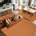 thumbnail image 5 of Burnt Orange 2.7x5 Area Rugs, Farmhouse Burlap Solid Orange Color Modern Linen Texture Non-Skid Rubber Backing Large Rectangle Rugs - Living Room Bedroom Office, Indoor Floor Carpets Washable Rug, 5 of 9
