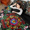 thumbnail image 4 of Erosebridal Vintage Blossoms Bedding Comforter Set for Girls, Paisley Mandala Queen Bedding Sets, Black Reversible, 7pcs, 4 of 5