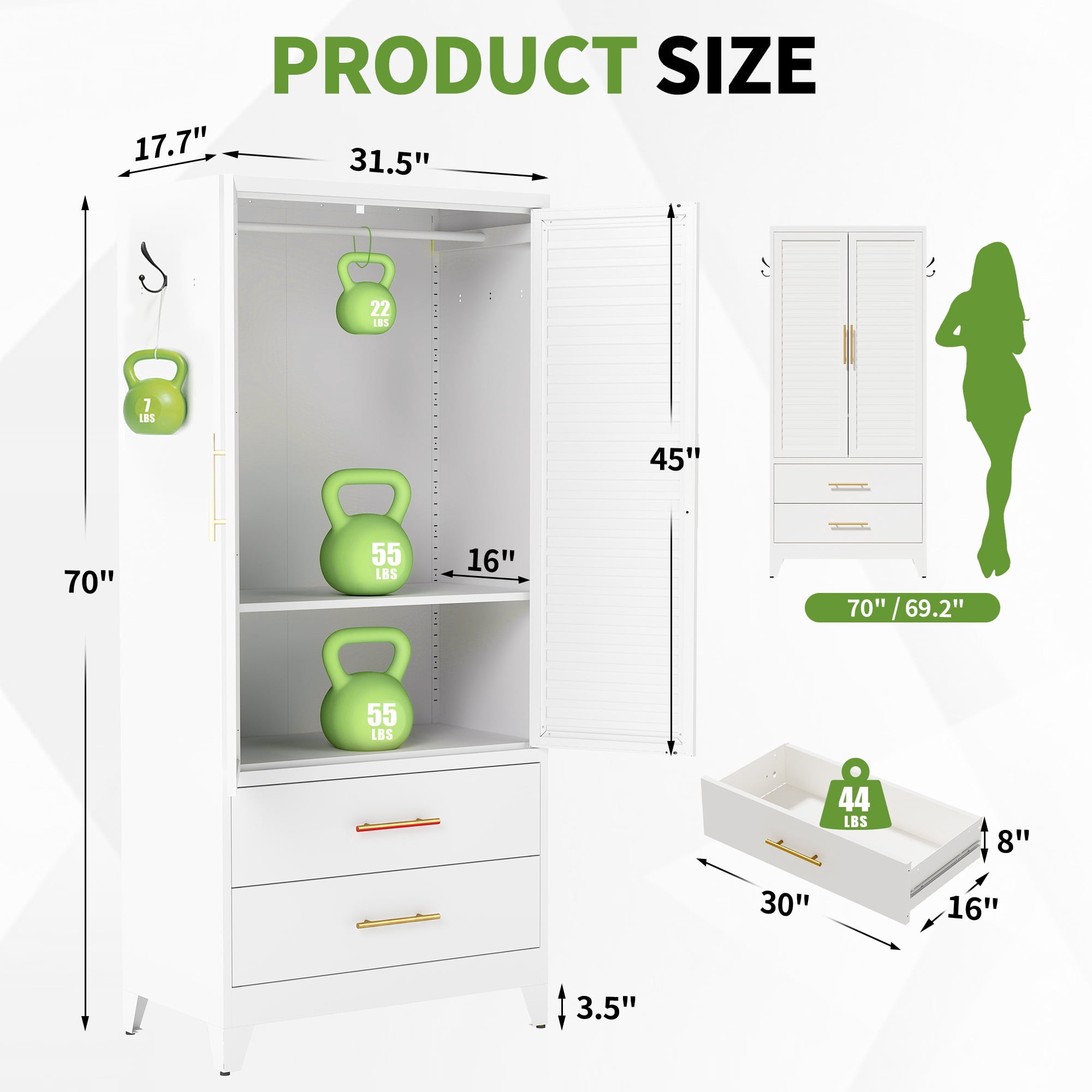 avobird 20 Inch Cabinet(White)