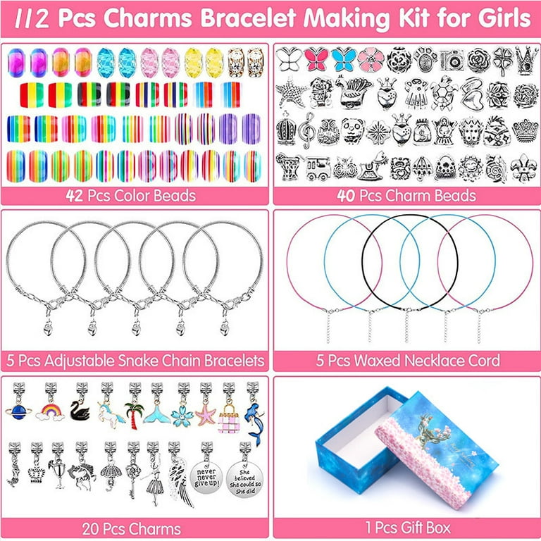 112PCS Charm Bracelet Making Kit Jewelry Making Unicorn Gifts for Teens  Girls Crafts 8-12 Years - Christmas Gift Idea for Teen Girls 