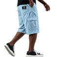 thumbnail image 2 of Dwellite Twill Cargo Shorts for Men Casual Classic Bermuda Shorts with Pockets Drawstring Comfort Big and Tall Pant Light Blue L, 2 of 5