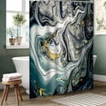 thumbnail image 3 of LALILO Blue Gray Ocean Art Shower Curtain, Deep Dark with Metallic Silver, 72x72 Inch, 12 Hooks, 3 of 6
