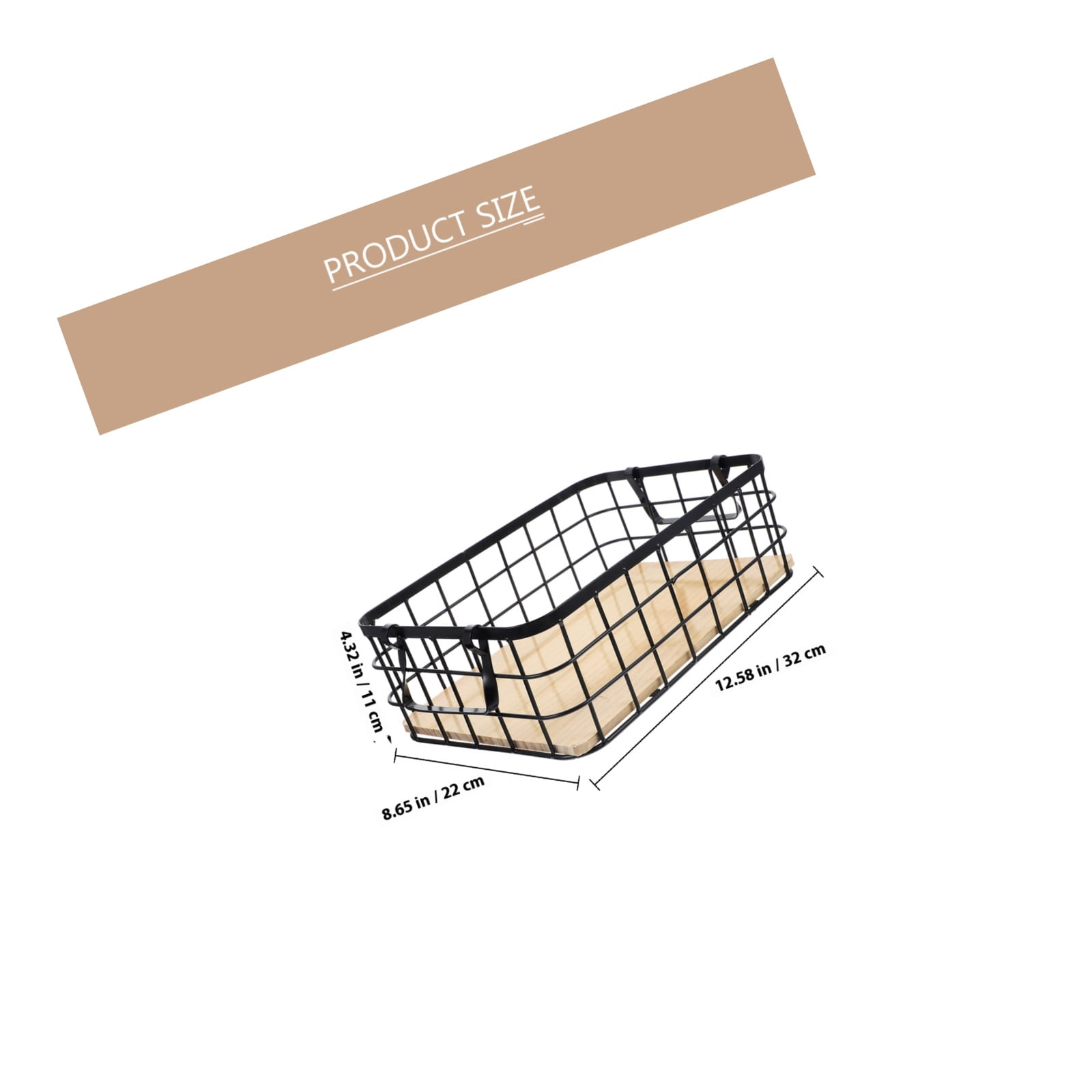 OUNONA Black Wire Kitchen Storage Basket Organizer Holder for Pantry Countertop - 1 Piece