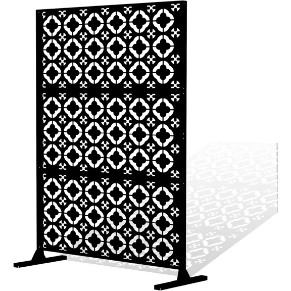 6FT x 4FT Outdoor Privacy Screen Indoor Metal Panels Free Standing Black