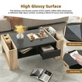 thumbnail image 6 of Harper & Bright Designs Rectangle Coffee Table with Storage Drawers, High Glossy Two Tone Center Table with Hidden Compartments, End Table with Open Storage Shelf for Living Room, Black, 6 of 17