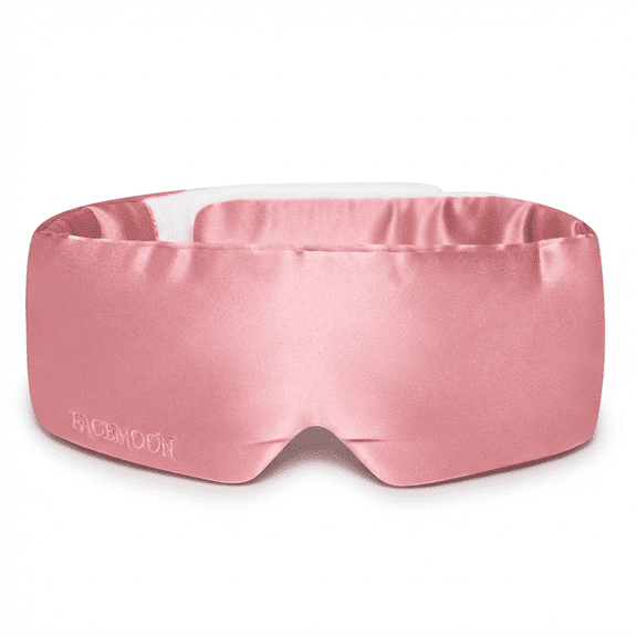 FACEMOON 100% Pure Silk Sleep Mask, 100% Blackout Eye Shade Cover with Nose Bridge Light Block, No Eye Pressure Mask for Travel and Naps