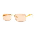 thumbnail image 1 of Cougar Jewel Rimless Narrow Rectangular Luxury Pimp Sunglasses Gold Peach, 1 of 4