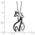 thumbnail image 2 of Brass 18in Rhodium-plated Black, White & Green CZ Twin Giraffe Necklace, 2 of 2